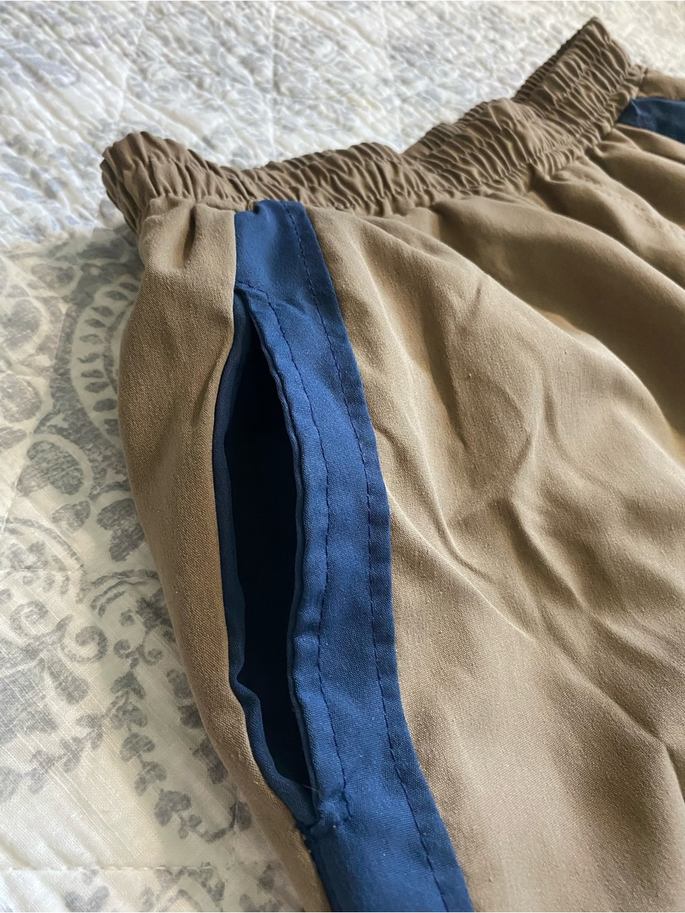 Gilipur Tan Joggers with Blue Side Stripe